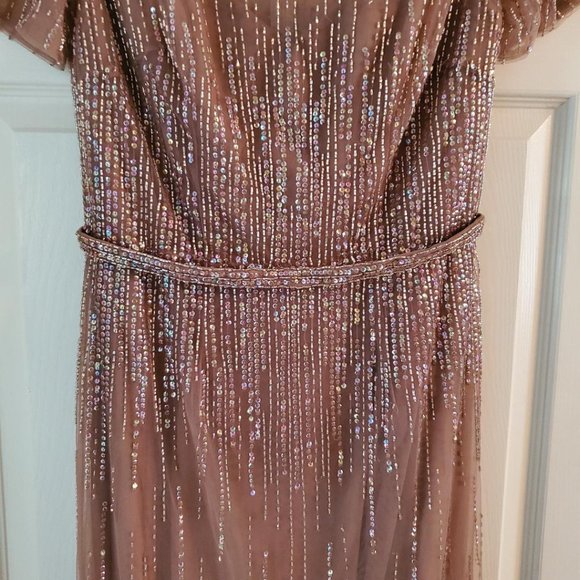 Montage by Mon Cheri Dark Taupe beaded gown - Picture 4 of 13